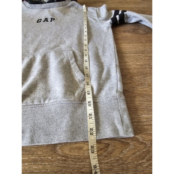 GAP Kids Pullover Hoodie Youth Size XL Grey Plaid Hood Vintage - Picture 4 of 6